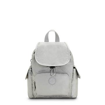 Plecaki Kipling City Pack Mini Metallic Backpack Srebrne | PL 1195NW